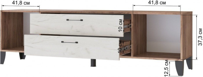 Тумба ТВ Парус-13 дуб крафт табачный/дуб крафт белый