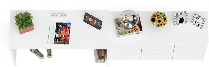 Мори письменный стол МСП1200.1 + Комод МК1200.3, белый