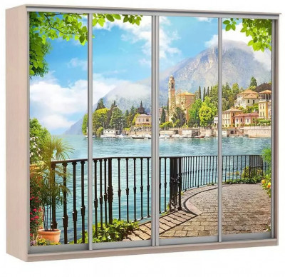 Шкаф купе Модерн 2362х450 4-х дверный 3-х секционный фотопечать №4 ясень