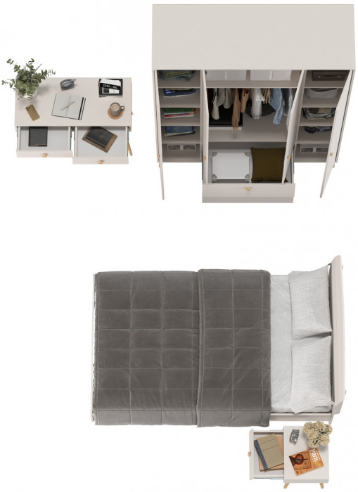 Афина Спальня 33-1200, цвет кашемир серый, сп.м. 1200х2000 мм., б/м, основание есть - фанера