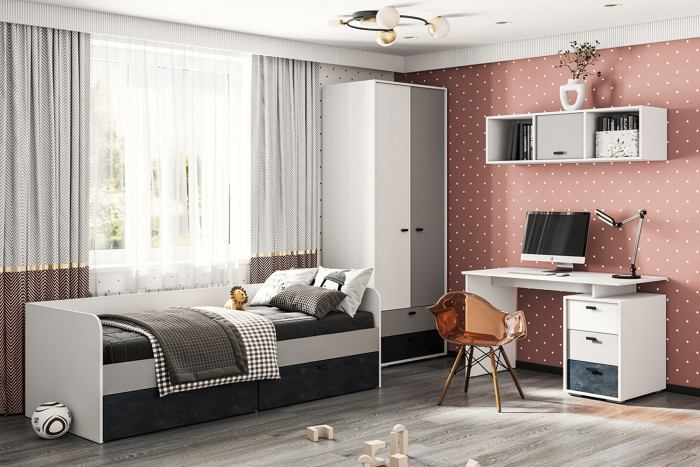 Стол письменный Накки СТП-1200, Белый, Серый, Угольный камень