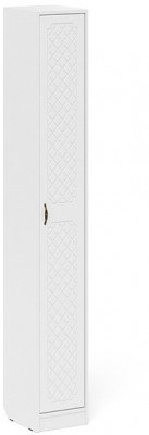 Прихожая П-6-350 Пенал, цвет белая шагрень/фасады МДФ белое дерево фрезеровка ромб, ШхГхВ 30х35х210 см., универсальная сборка