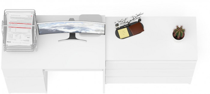 Мори компьютерный стол МС-1 левый + Комод МК800.1, белый