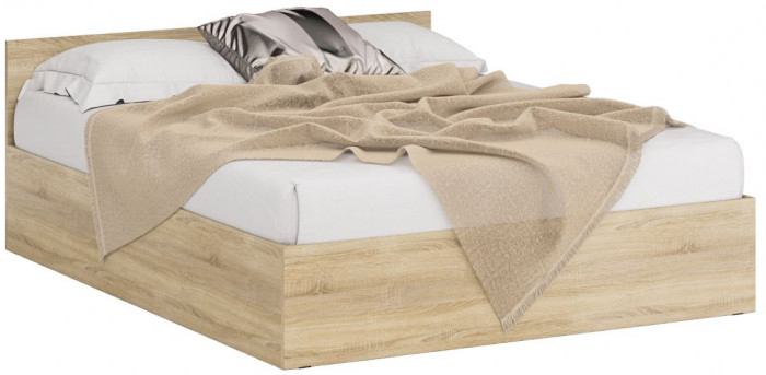 Кровать 1600 + Пенал Стандарт, цвет дуб сонома, ШхГхВ 163,5х203,5х70 + 45х52х200 см., сп.м. 1600х2000 мм., без матраса, основание есть