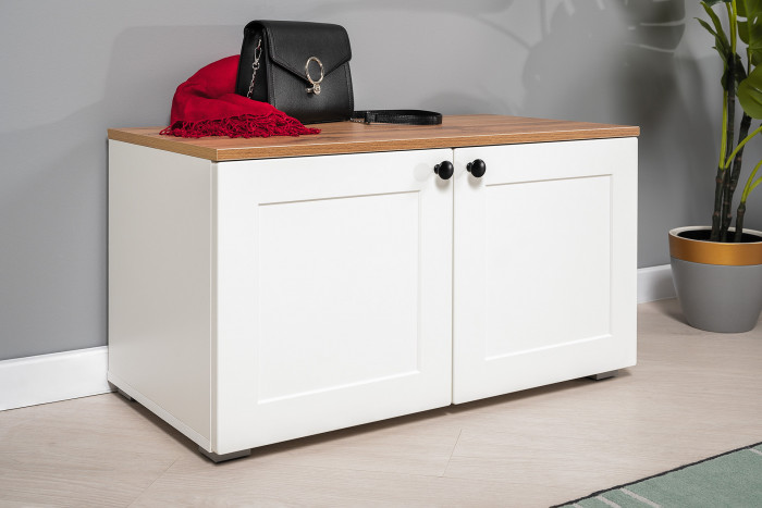 Остин Прихожая 48, цвет белый шагрень/дуб крафт золотой, ШхГхВ 320х54,3х229,6 см., универсальная сборка