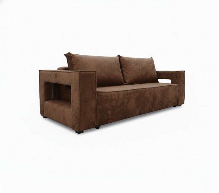 Диван-кровать Лофт Люкс Плюш с подсветкой, еврокнижка, пружинный блок, 140х195, коричневый