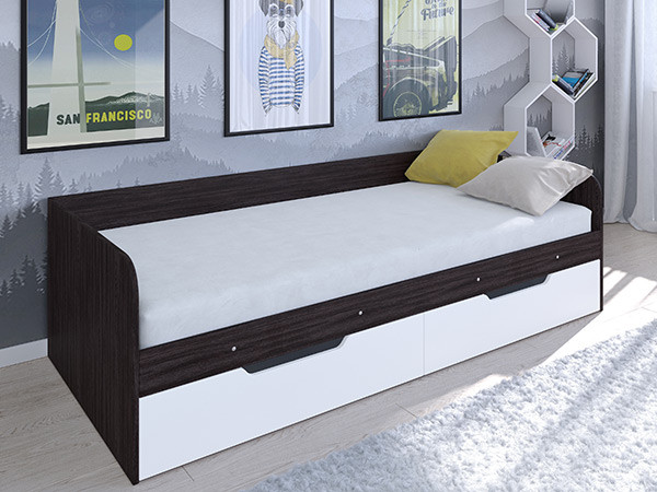 Кровать Астра одноярусная Венге/Белый