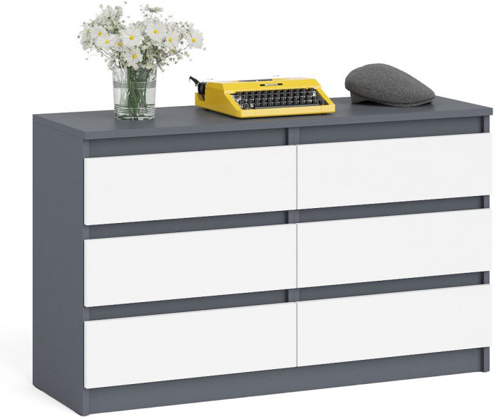 Мори Комод МК1200.6, цвет графит/белый, ШхГхВ 120,4х41х73 см.