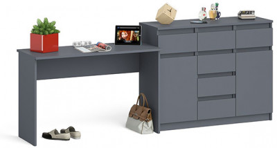 Мори Стол письменный МСП1200.1 + Комод МК1200.4, цвет графит, ШхГхВ 240,8х50х94 см., универсальная сборка