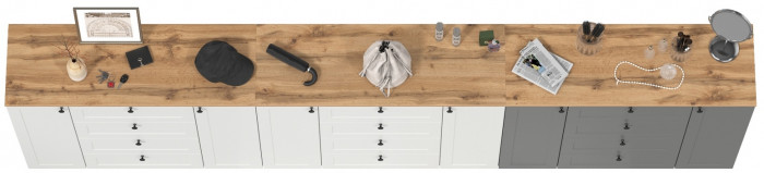 Остин 16.221 Комод + 16.221 Комод + 16.221 Комод, цвет белый шагрень/серый графит/дуб крафт золотой, ШхГхВ 360х41,9х99,3 см., универсальная сборка