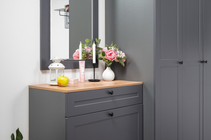 Остин Прихожая 48, цвет серый графит/дуб крафт золотой, ШхГхВ 320х54,3х229,6 см., универсальная сборка