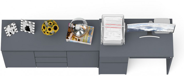 Мори компьютерный стол МС-1 левый + Комод МК1200.3, графит