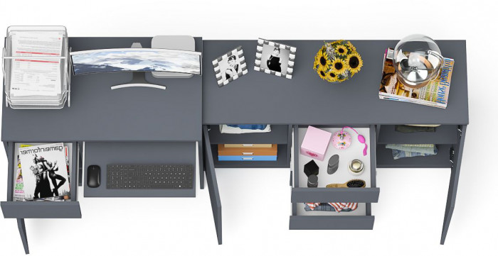 Мори компьютерный стол МС-1 левый + Комод МК1200.3, графит