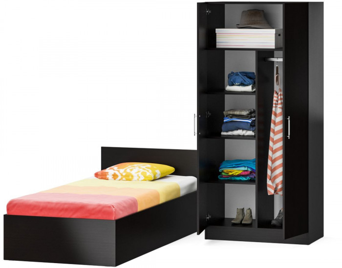 Кровать 0900 + Шкаф 2-х створчатый Стандарт, венге