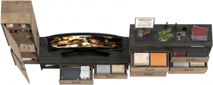 Трувор Гостиная 102, цвет дуб гранж песочный/интра, ШхГхВ 326,6х45,4х210 см., универсальная сборка