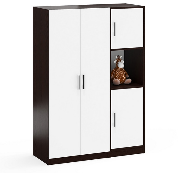 Шкаф С-МД-СК9Ш+Пенал С-МД-СК9П, цвет венге/белый шагрень, ШхГхВ 113х45х160 см., универсальная сборка