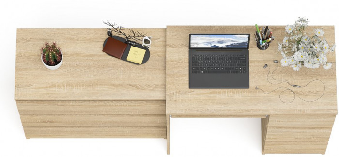 Мори Стол компьютерный МС-6 правый + Комод МК800.1, цвет дуб сонома, ШхГхВ 170,4х50х76,6 см., выдвижные ящики справа, НЕ универсальная сборка