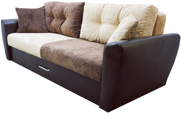 Диван-кровать Амстердам Люкс, 150х195, еврокнижка, независимый пружинный блок, велюр/экокожа, комби