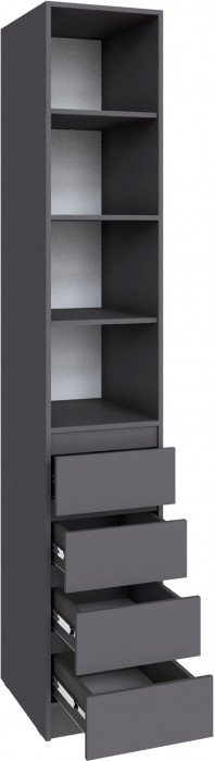 Шкаф Мадрид (0,4) с 4 ящ. без ручек, Графит серый