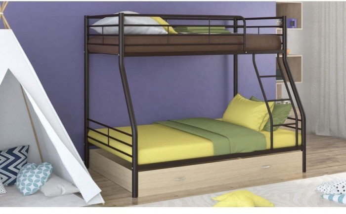 Двухъярусная кровать Гранада-2Я (ясень шимо темный, Серый)