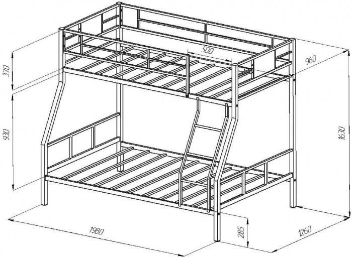 Двухъярусная кровать Гранада 1КВ (Дуб Сонома, Серый)