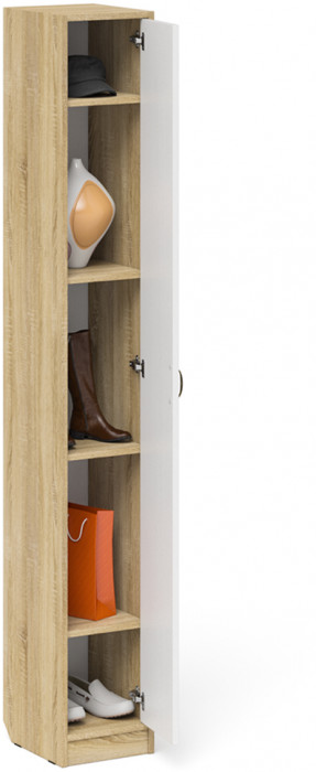 Прихожая П-6-350 Пенал, цвет дуб сонома/фасады МДФ белое дерево фрезеровка прованс, ШхГхВ 30х35х210 см., универсальная сборка