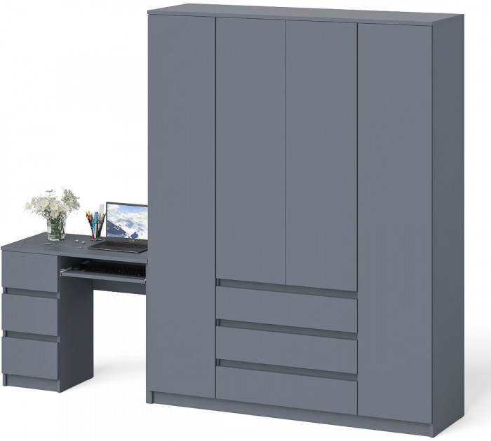 Мори компьютерный стол МС-6 левый + Шкаф МШ1600.1, графит