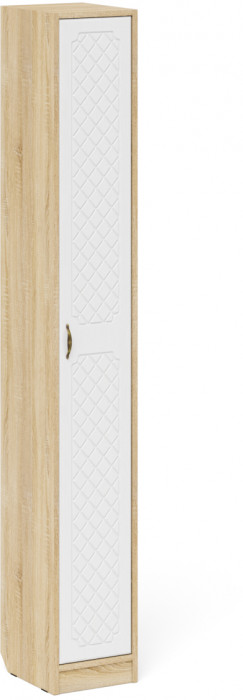 Прихожая П-6 Компоновка № 19, дуб сонома/фасады МДФ белое дерево фрезеровка ромб