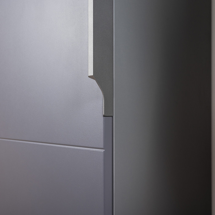 Октава Прихожая 52, цвет белый шагрень/серый графит/дуб крафт золотой/фасады МДФ белый шагрень/серый графит, ШхГхВ 162х35,4х197,6 см., ун. сборка