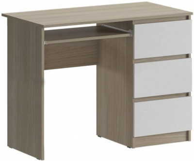 Челси Стол письменный (Белый глянец, Дуб Сонома)