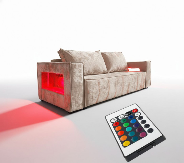 Диван-кровать Лофт Люкс Плюш с подсветкой, еврокнижка, 140х195, бежевый