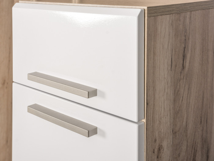 Лайн Прихожая № 11, дуб крафт серый/фасады МДФ белый глянец