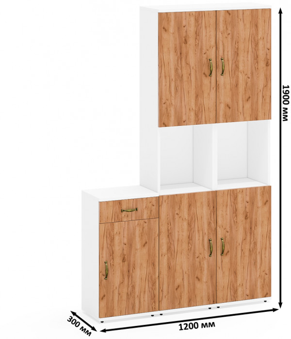 Лидер-8 Пенал + Пенал + Тумба МД 3.15, белый шагрень/крафт золото