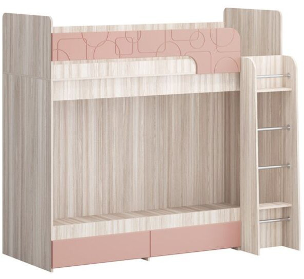 Двухъярусная кровать Бемби МДФ NEW, ясень (Ваниль глянец, Ясень шимо светлый)