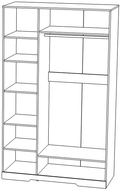 Шкаф 3-х дверный с зеркалом "Атланта" - Бетон пайн светлый