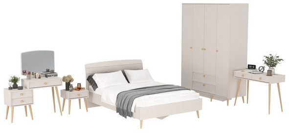 Афина Спальня 34-1400, цвет кашемир серый, сп.м. 1400х2000 мм., б/м, основание есть - фанера