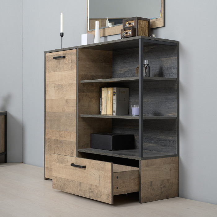 Трувор 13.307.01 Комод + 13.307.02 Комод с ящиками + 13.307.02 Комод с ящиками, цвет дуб гранж песочный/интра, ШхГхВ 241х37х106,9 см., ун. сб.