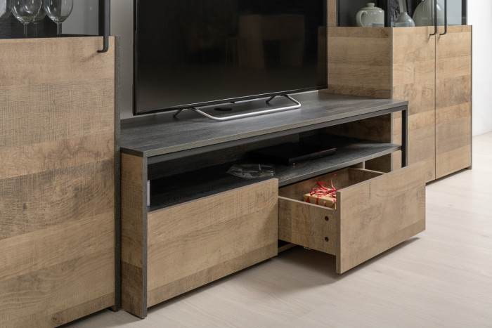 Трувор Гостиная 104, цвет дуб гранж песочный/интра, ШхГхВ 374,8х45,4х195 см., универсальная сборка