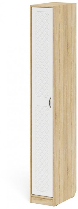 Прихожая П-6-500 Пенал, дуб сонома/фасады МДФ белое дерево фрезеровка ромб