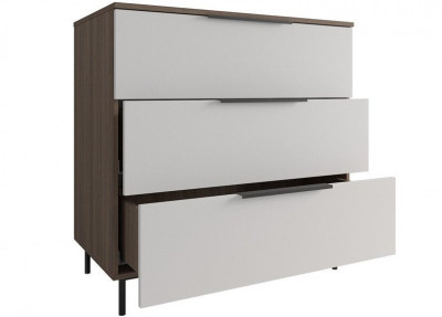 МС Роза Комод 900, Ройс+ ручка скоба 3 шт., Орех Франклин карамель/Белый скин