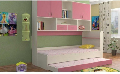 Дельта-21.03 Детская кровать с антресолью, Розовый