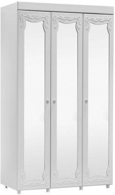 Шкаф 3-х дверный с зеркалами Италия ИТ-55 белое дерево