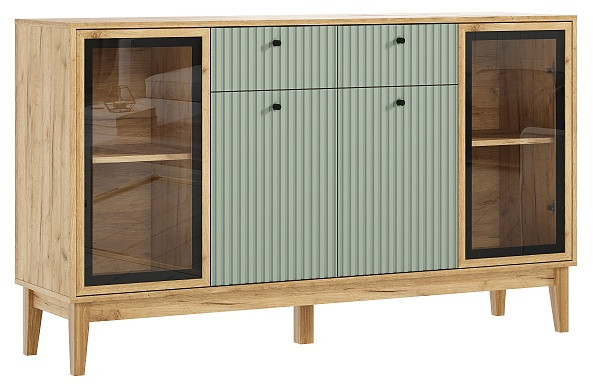 Комод "Оливия" (рамка AGT), Крафт золотой/Олива софт