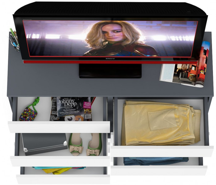 Мори Комод МК1200.8, цвет графит/белый, ШхГхВ 120,4х41х94 см.