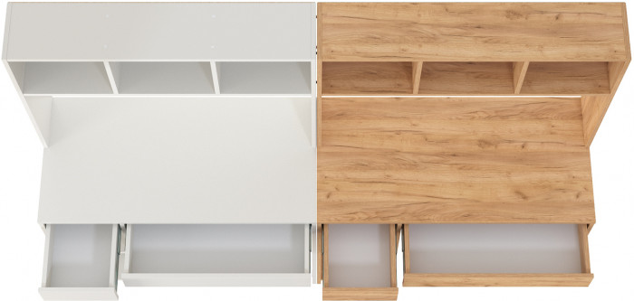 Стол компьютерный Комфорт 12.77F + Стол компьютерный Комфорт 12.77F, цвет белый шагрень/дуб крафт золотой, ШхГхВ 200х49,8х147 см., универс. сборка