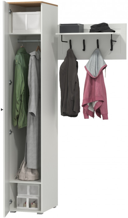 Остин Прихожая 13, белый шагрень/дуб крафт золотой