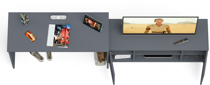 Мори Стол письменный МСП1200.1 + Тумба МТВ1200.1, цвет графит, ШхГхВ 240,8х50х76,6 см., универсальная сборка