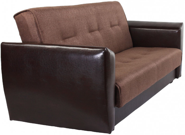 Диван-кровать Амстердам, 140х190, книжка, пружинный блок, рогожка/экокожа, коричневый