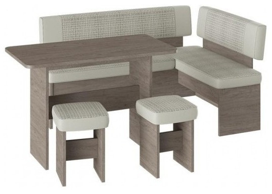 Дублин Кухонный уголок (Дуб Сонома трюфель/Кожзам светлый, ткань светлая)