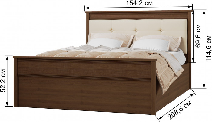 Ливорно Кровать ЛКР-1 (1,4) с ортопедом, Орех донской
